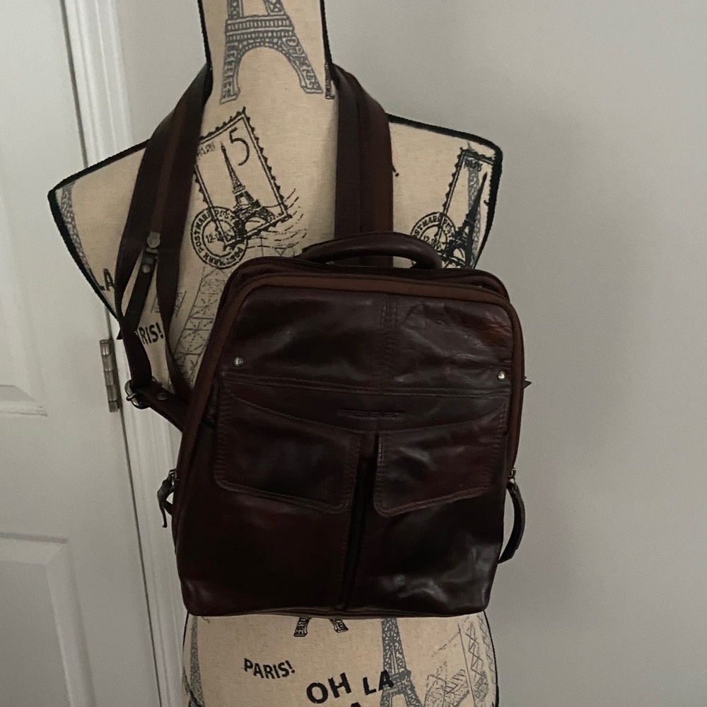 SPIKES & SPARROW Brown Leather Backpack unisex